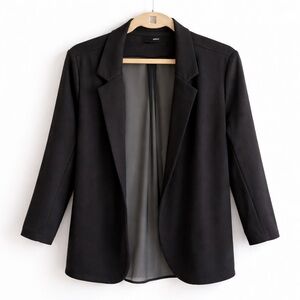 Bloomingdale’s AQUA Black Knit Blazer Jacket Sheer Mesh Back